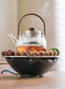 电陶烧烤炉围炉煮茶炉蒸玻璃茶壶红外加热非电磁炉送烤网烤茶家用