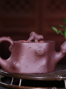 宜兴紫砂壶 原矿紫泥 梅桩壶 手工茶具 320毫升 茶壶