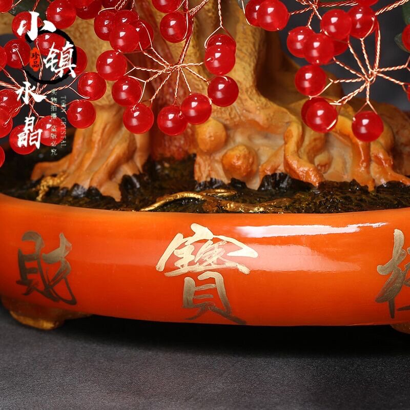 玉髓摇钱树水晶招财树结婚典礼生日乔迁新居客厅装修装饰品摆件