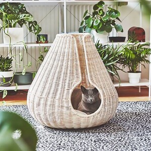 猫窝四季通用宠物用品大猫床半封闭式网红猫咪用品藤编可拆洗夏季