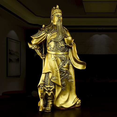 铜关公像摆件纯铜武财神家用供奉客厅店铺家居饰品关二爷开业礼品