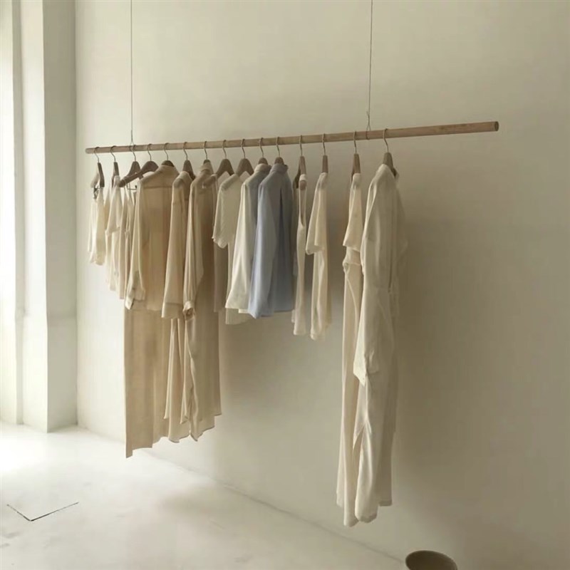 服装店挂衣杆童装店陈列货架实木吊顶悬挂衣杆女装吊架挂杆展示架