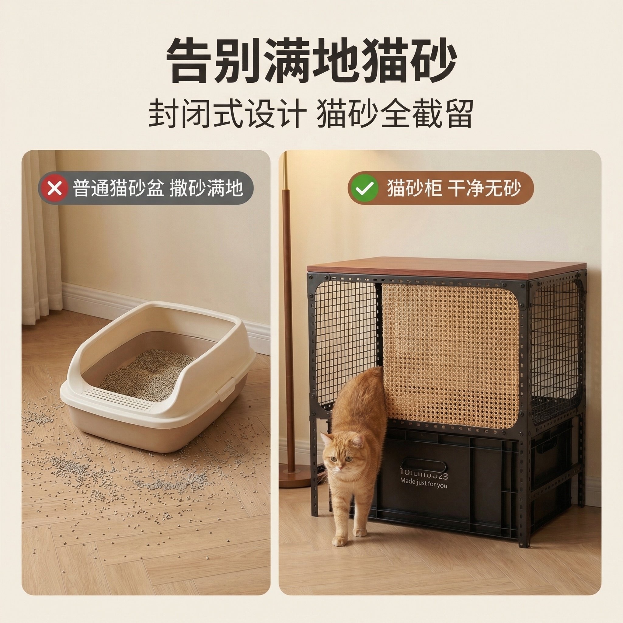 大橘已定角钢双层防漏猫砂盆