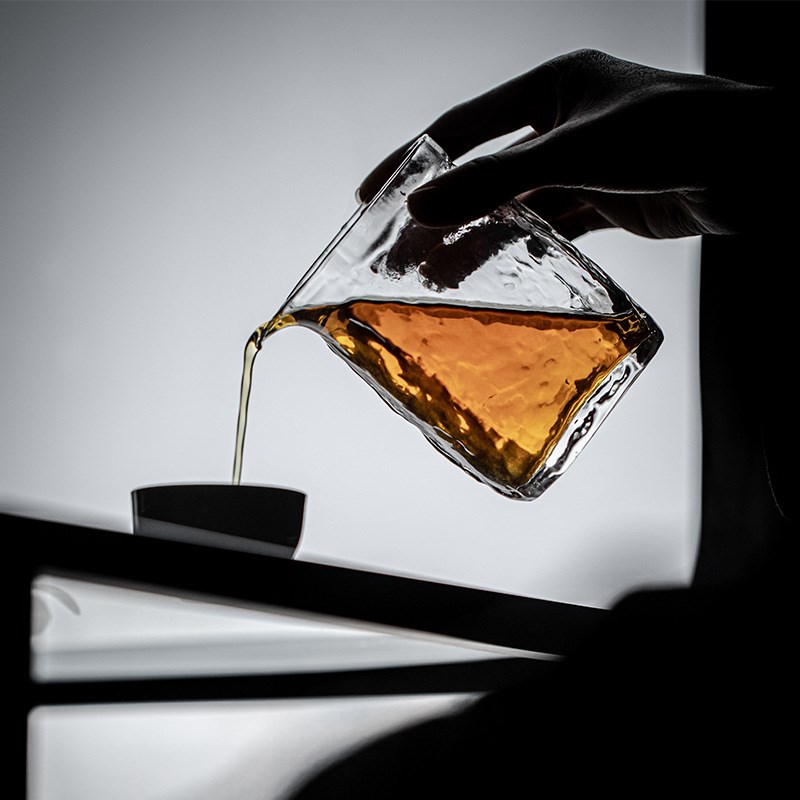 瓷八里 锤纹玻璃公道杯 家用四方分茶器匀杯茶海茶具茶道配件