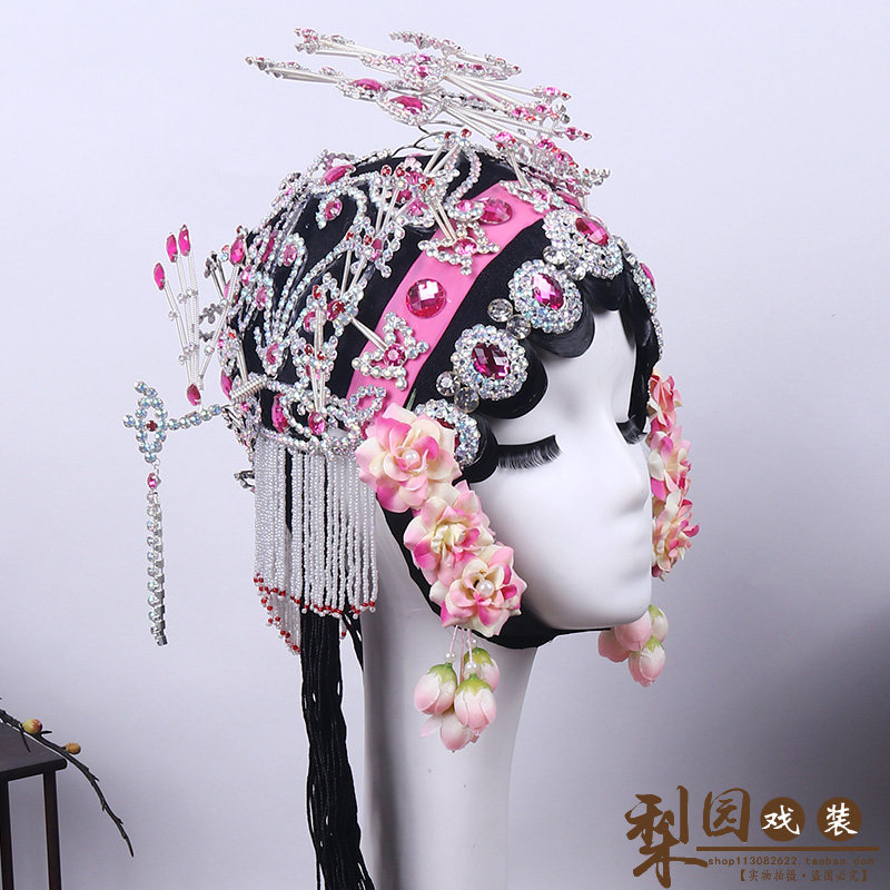 戏剧一体包头面头套 凤冠底帽子 戏曲舞蹈贵妃醉酒青衣俏花旦头饰