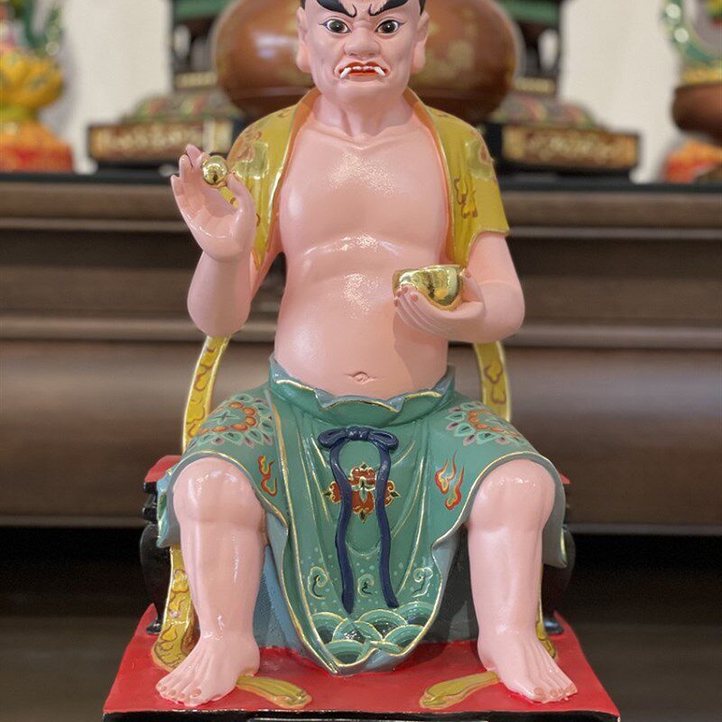 招财镇宅监斋菩萨面然大师大圣紧那罗王大士中式手工供奉摆件