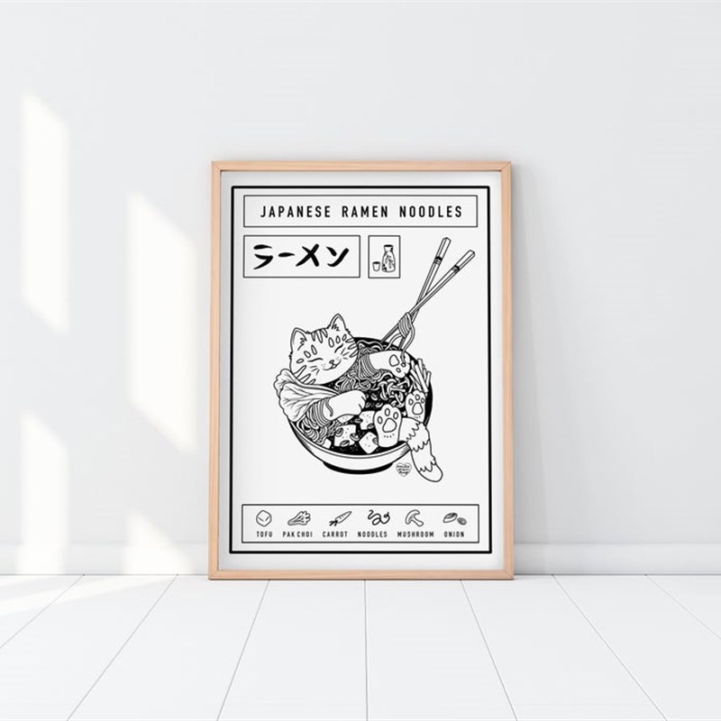 海报装饰画有框画挂画墙壁艺术小众复古怀旧美式黑猫动物玄关酒吧