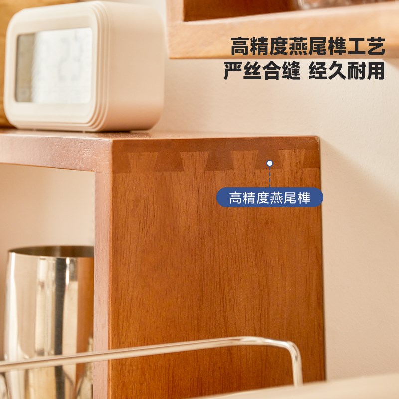 全实木双层杯架桌面置物架可壁挂隔板多格咖啡杯展示架茶具收纳架