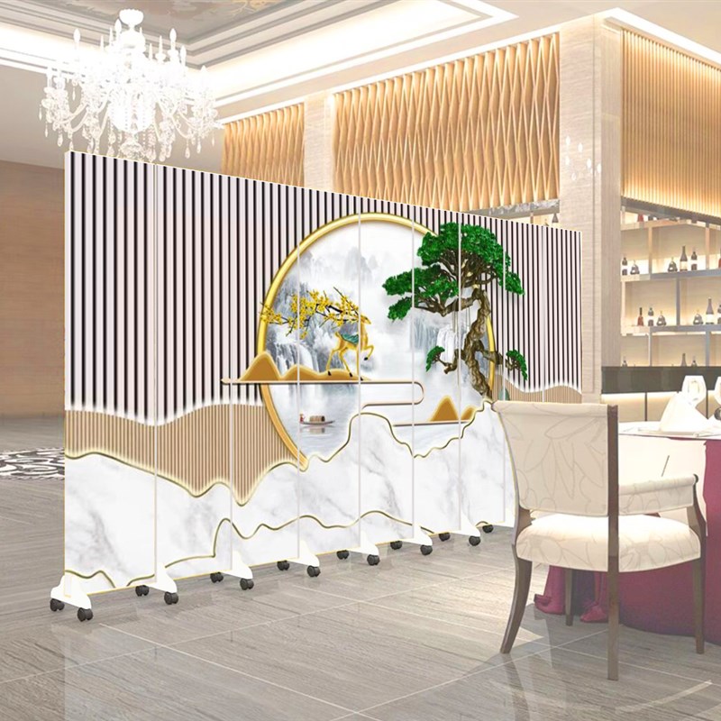 定制新中式屏风隔断酒店饭店公司家用办公室客厅可移动推拉折叠屏