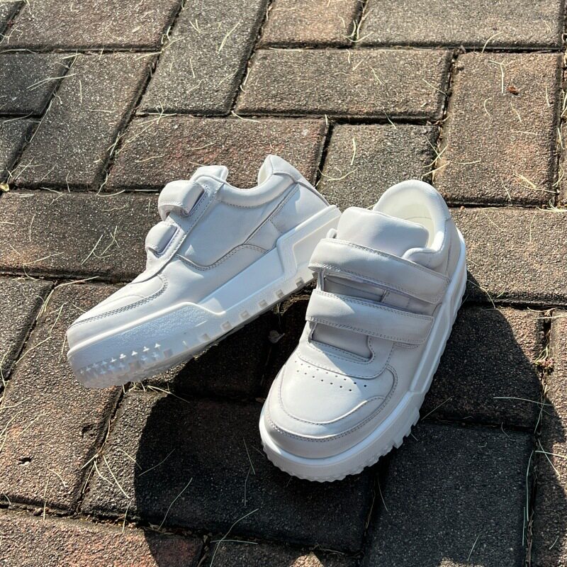 不累脚厚底魔术贴小白鞋女春夏新款百搭真皮户外休闲鞋女板鞋