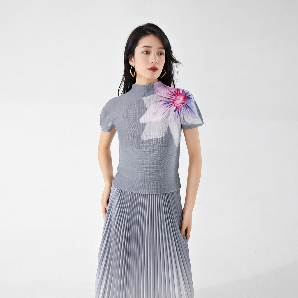直播热卖短袖修身女T恤女装高级感印花修身弹力气质百搭上衣