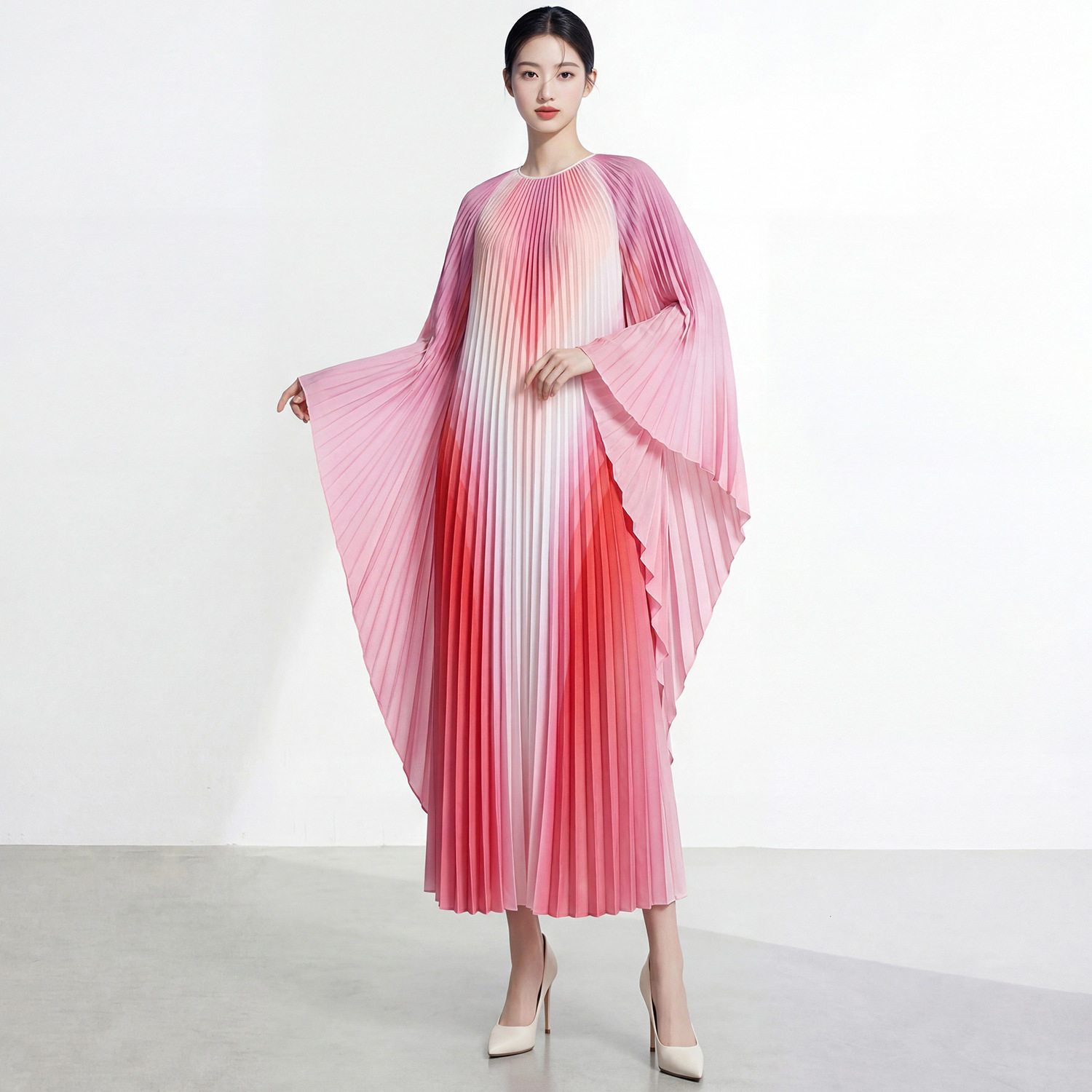 外贸连衣裙女夏长裙宽松大码渐变不规则高品质奢牌女装礼服裙
