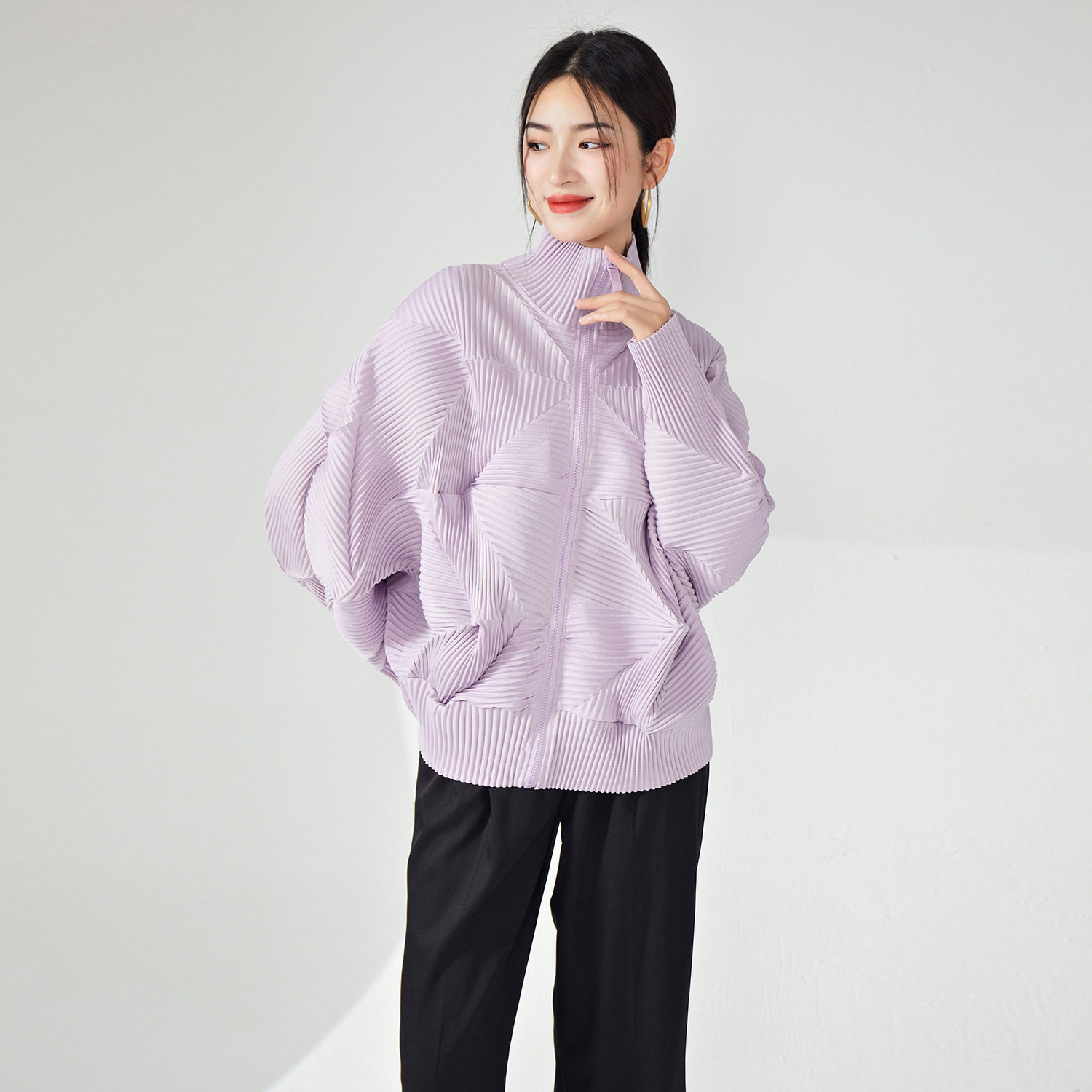 厚款外套女宽松大码棒球服外套女ins潮时尚休闲卫衣褶皱外搭衣服