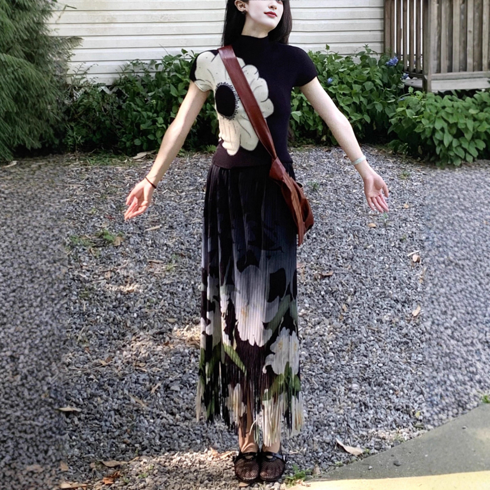 流苏半身裙小众设计感显瘦褶皱裙子高级感显瘦百褶直筒裙半裙