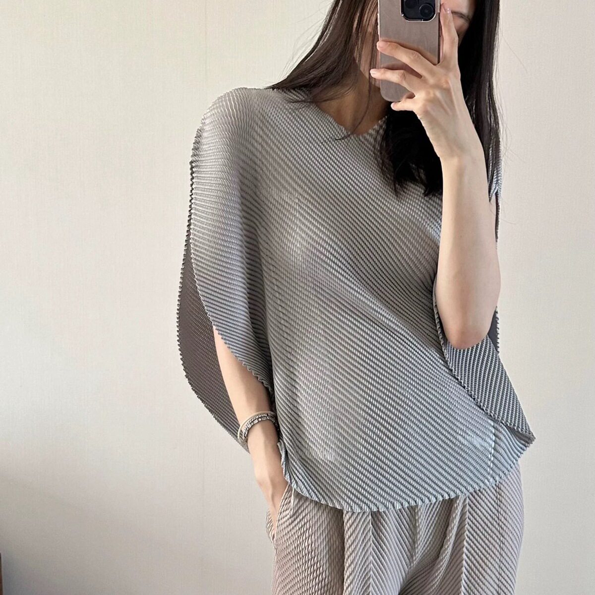 三宅设计感小众褶皱上衣女装夏季新款高级感宽松显瘦T恤女短袖