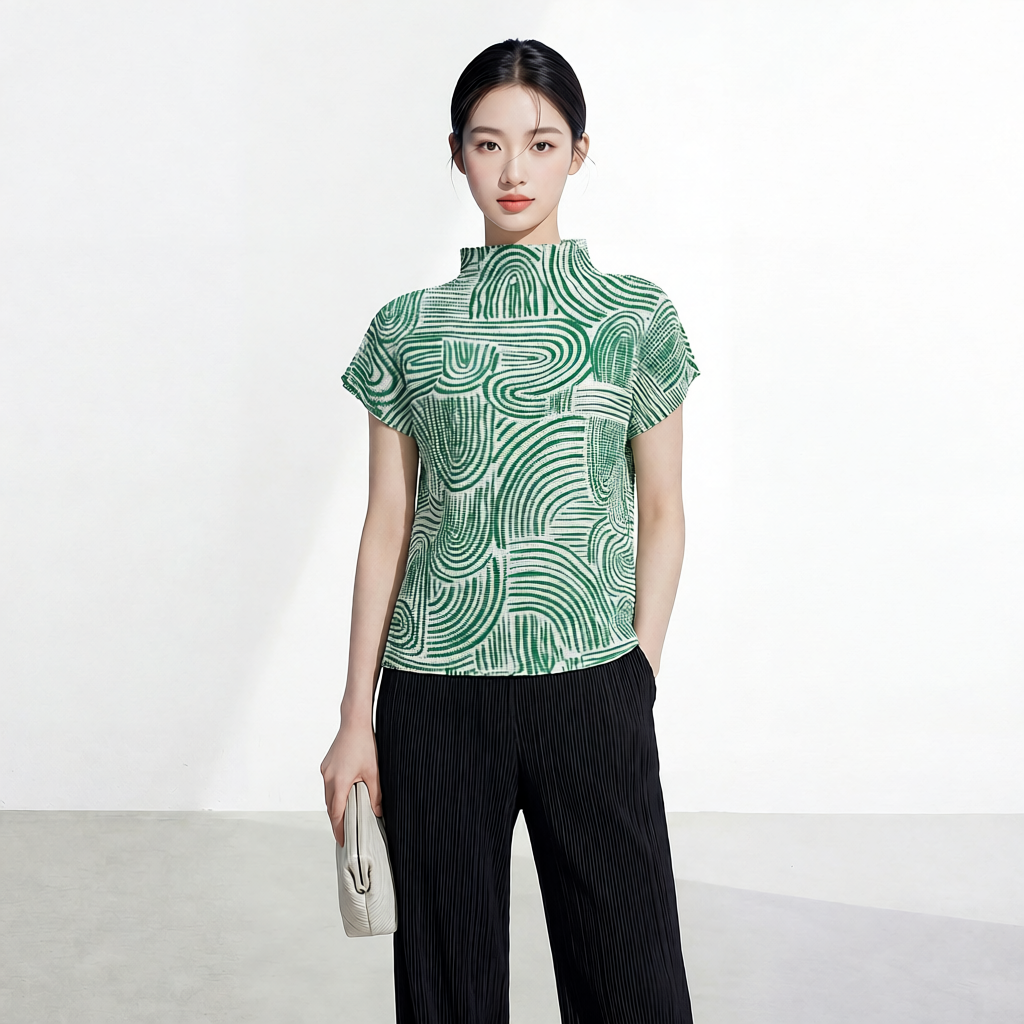 三宅上衣女设计感小众高级感夏新款条纹宽松洋气休闲百搭短袖T恤