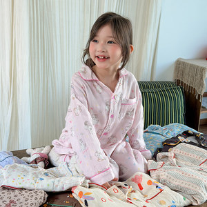 女童家居服2026新款儿童卡通睡衣套装纯棉小女孩洋气家居服开衫6