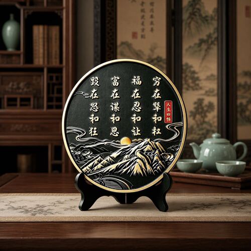 人生四悟摆台穷在犟和杠福在忍和让装饰摆件新中式办公室书法字画