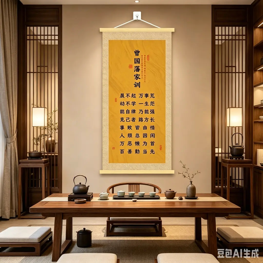 和睦家庭曾国藩家训卷轴挂画客厅玄关背景墙装饰画书房书法字画