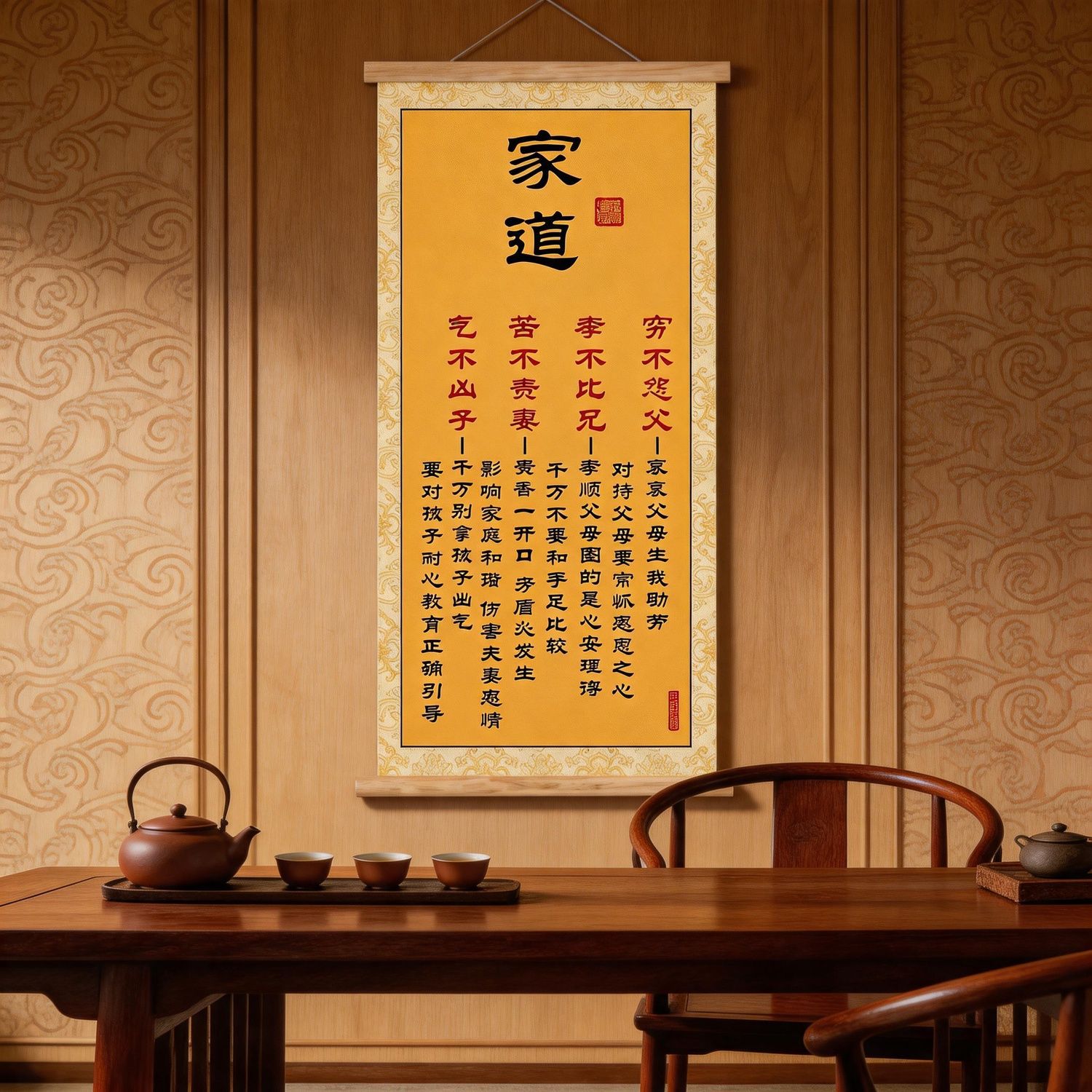 家道新中式书法挂画客厅玄关走廊背景墙中堂装饰挂图书房卷轴字画
