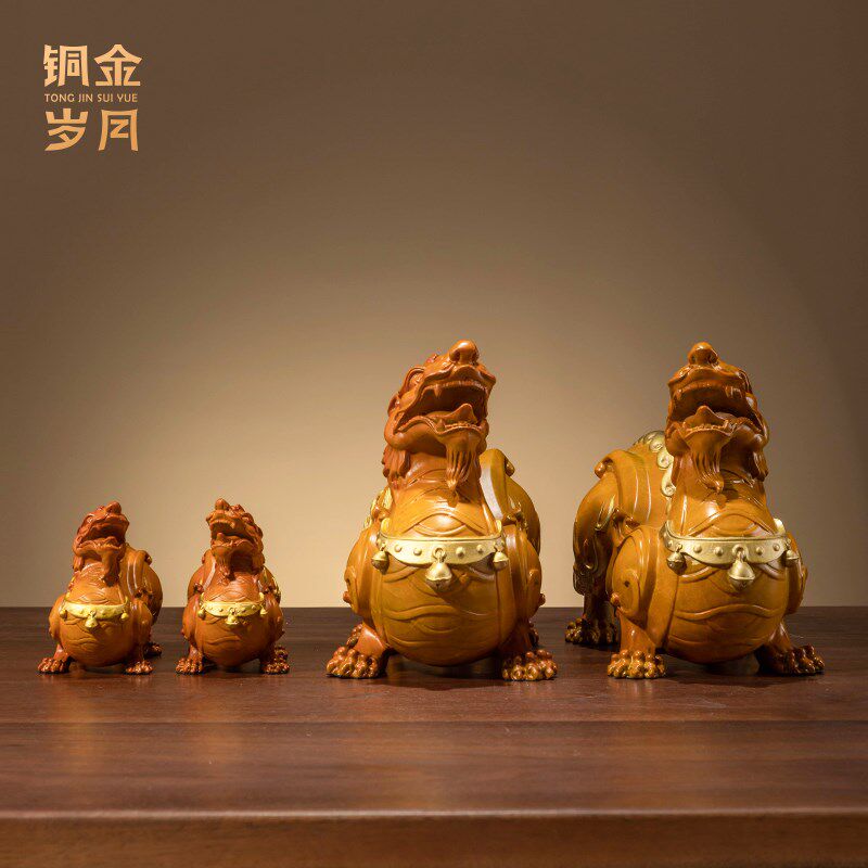《鸿运貔貅》铜金岁月全黄铜摆件工艺品铜器家厅装饰公司开业礼品