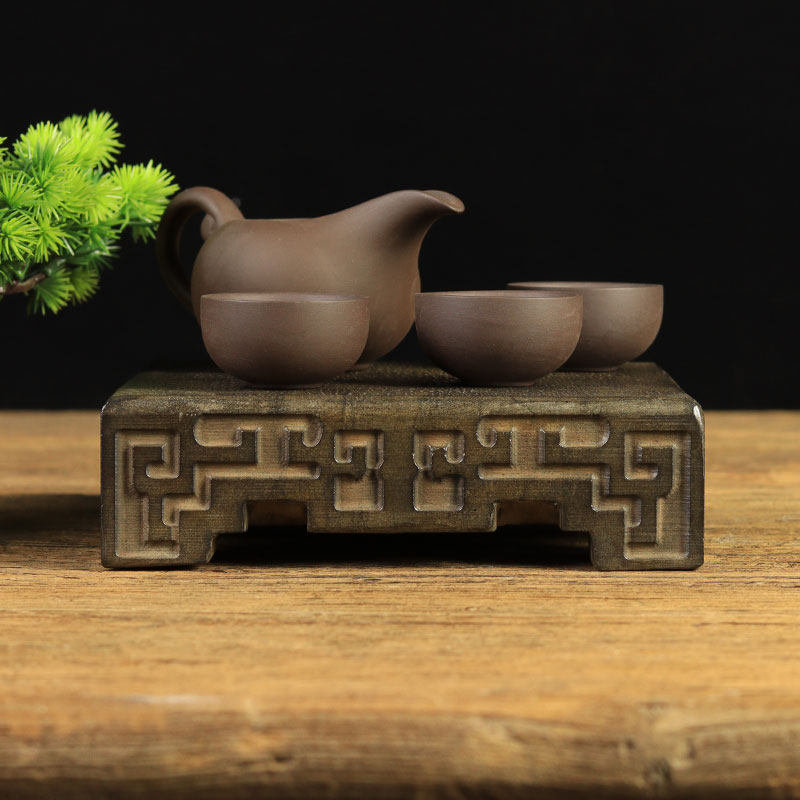 仿古老石头做旧青石雕刻素面石桌 茶台茶盘茶桌小方桌底座托盘