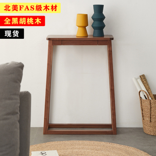 [凡音桌]玄关边几榫卯原实木供桌角几 北欧黑胡桃木条几日式边桌