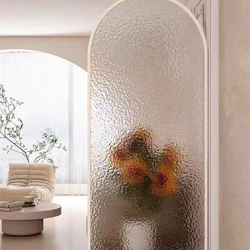 正对入户门的屏风隔断客厅2023新款高端玄关卧室卫生间水波纹玻璃