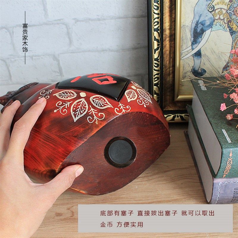 木雕工艺品创意礼品大号十二生肖鸡存钱罐家居客厅装饰摆件储蓄罐
