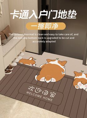 新款2025入户门地垫进门门口脚垫pvc免洗可擦耐脏可裁剪皮革门垫
