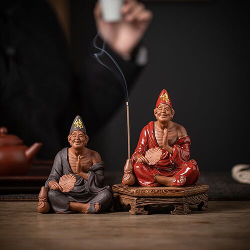 济公活佛陶瓷佛像降龙罗汉禅意摆件家居茶室桌面博古架装饰摆设
