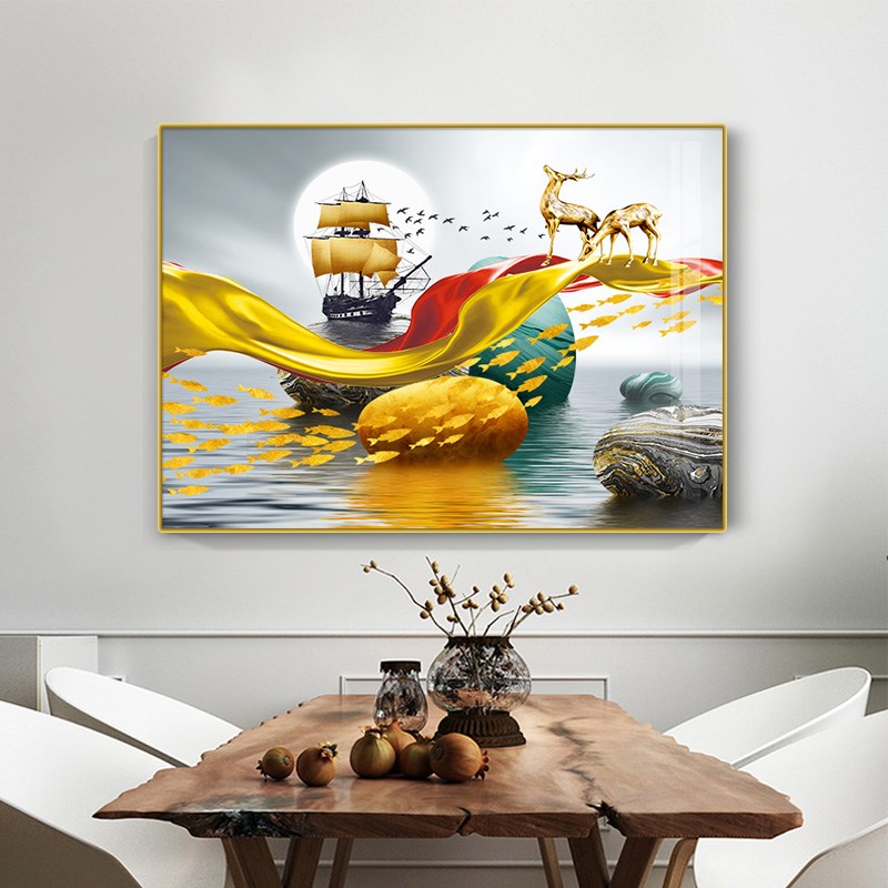 网红新中式餐厅饭厅电表箱温馨暖居挂画客厅装饰画沙发背景墙壁床