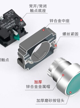 XB2按钮开关ZB2-BA31C/42C自复位BE101C平头电源启动点动开关22mm