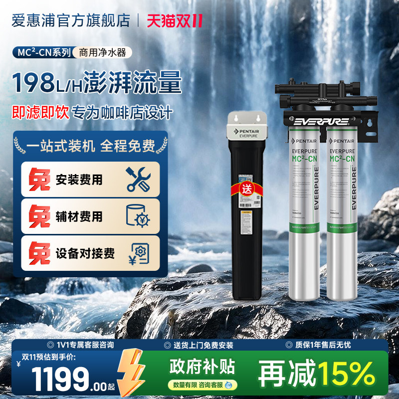 爱惠浦商用净水器双联大流量奶茶店自来水净水设备MC2-CN