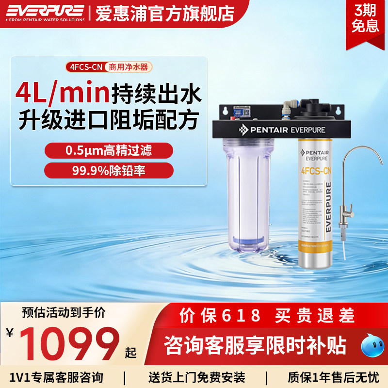【餐饮店推荐】爱惠浦商用净水器4FCS-CN阻垢抑菌1万升制水过滤器