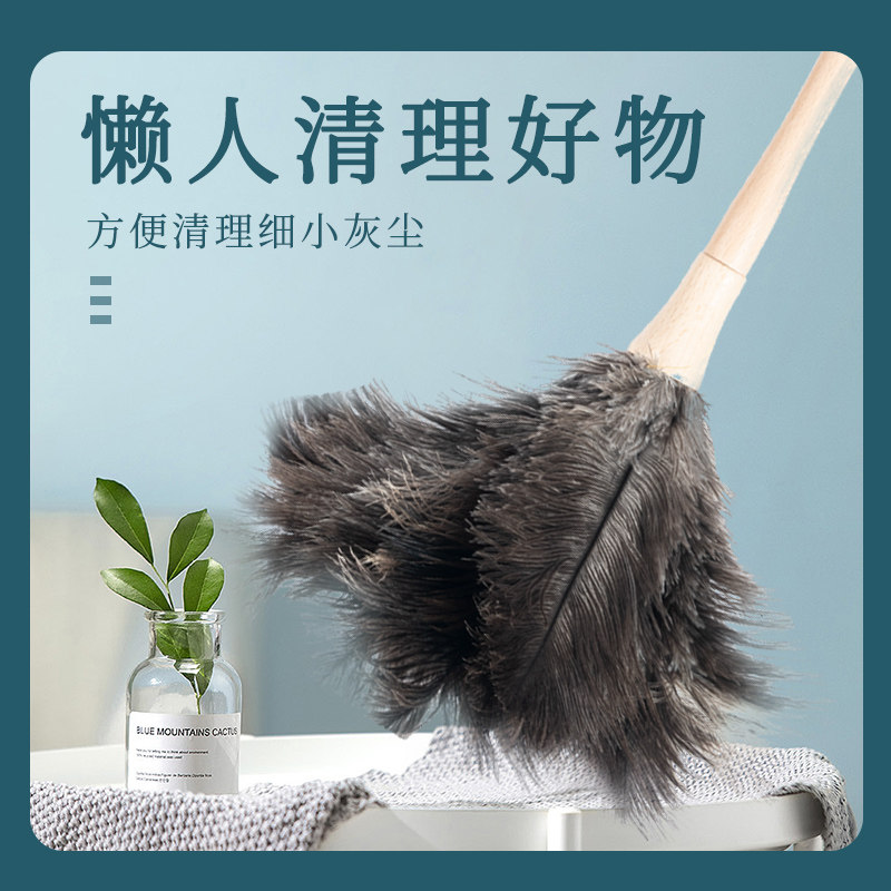 鸵鸟毛掸子静电除尘清洁鸡毛掸长柄车载家用钢琴古玩玉器摆件扫灰