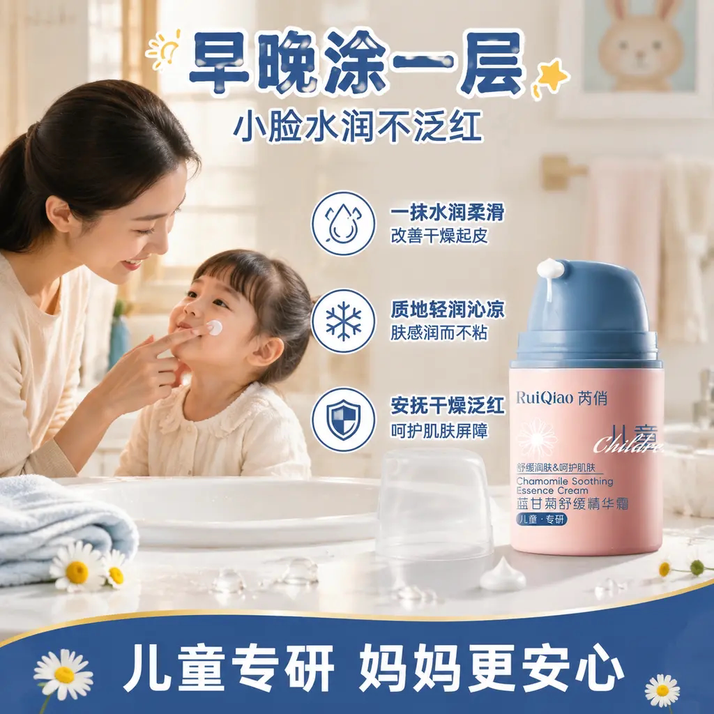 RUIQIAO芮俏蓝甘菊舒缓精华霜保湿补水滋润肌肤修护泛红儿童专研