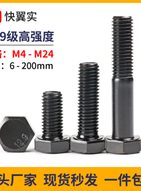 外六角螺丝12.9级高强度加长螺钉螺杆螺栓配件大全M8M10M12-M24