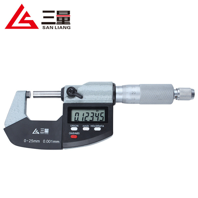 三量外径数显千分尺0-25mm 螺旋测微器 丝卡电子分厘卡 精度0.001