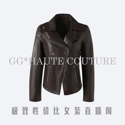 【格格专享】珩绣短款皮衣外套女士秋季显瘦百搭夹克A-2621