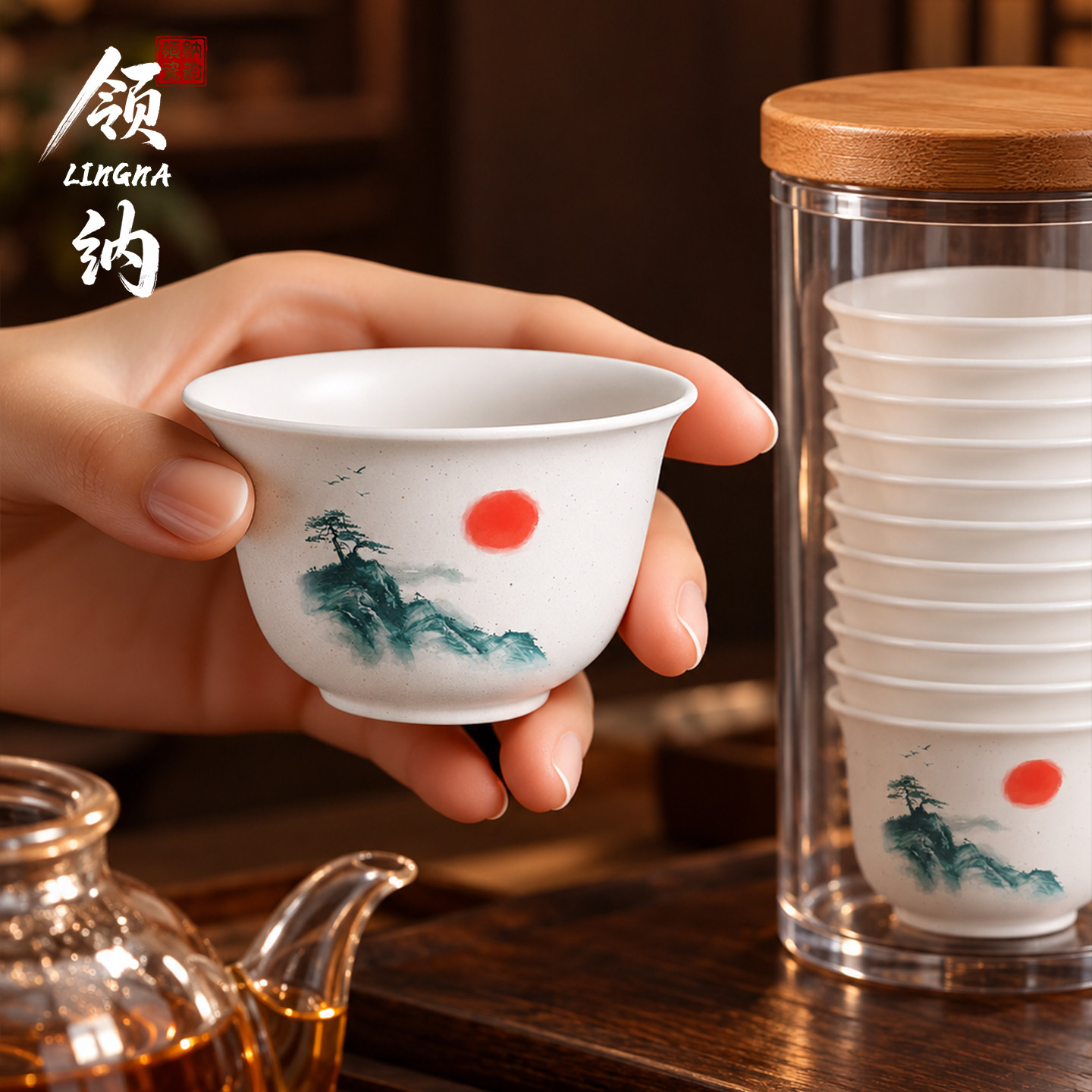 天然稻壳小号加厚一次性功夫茶杯家用待客高档耐高温便携品茗杯