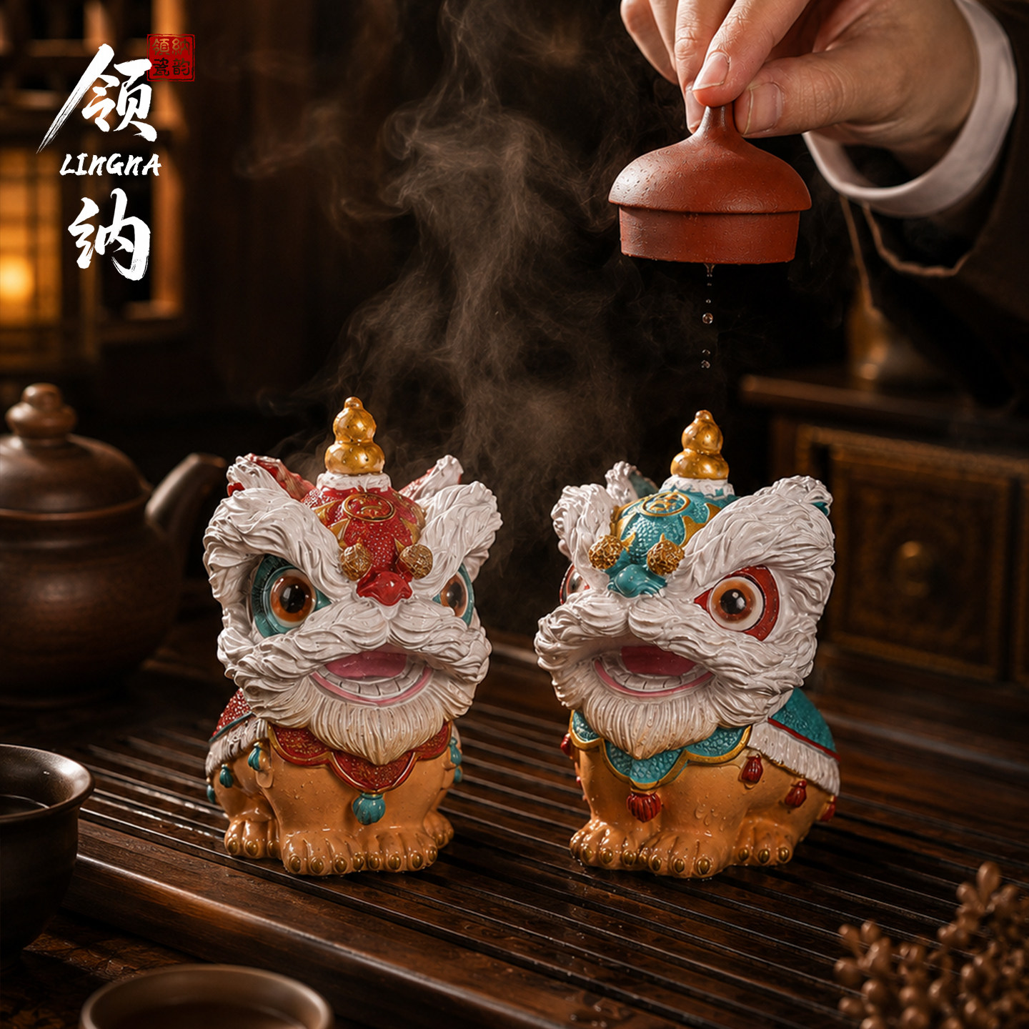 国潮佛山舞狮醒狮创意摆件高级感小众桌面茶桌装饰工艺品生日礼物图片
