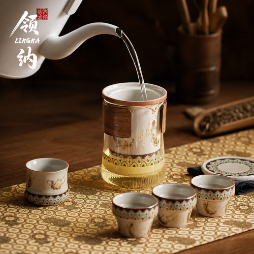 敦煌飞天户外办公汝窑便携快客杯