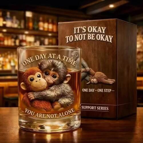 新款创意Punch the Monkey Whiskey Glass 威士忌酒杯 实用猴子纪