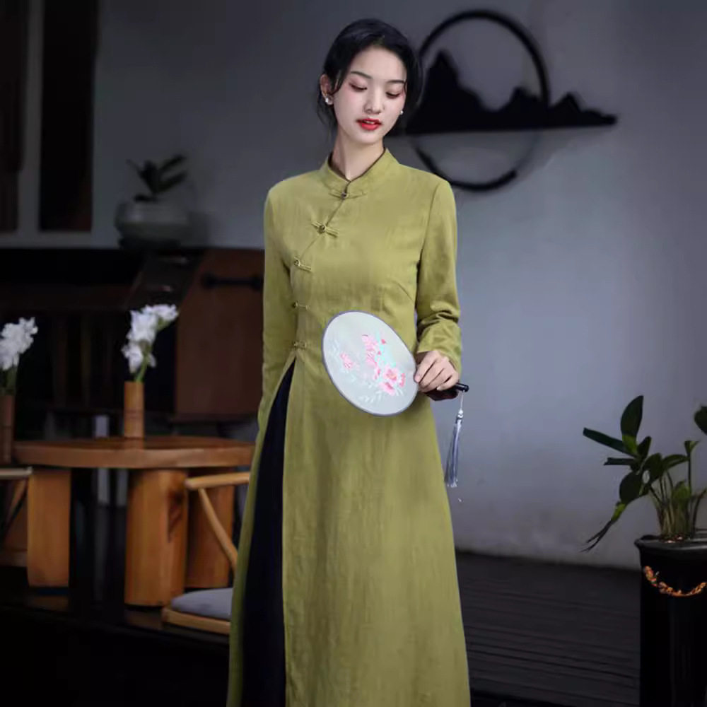 2026新款春装新中式禅意茶服仙气茶艺师服装棉麻复古旗袍上衣女款