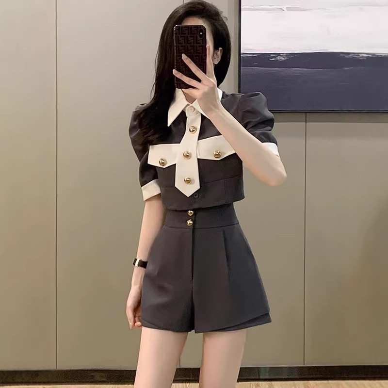 高级感小洋装短裤套装女夏装学院风气质显瘦女装时尚两件套小个子