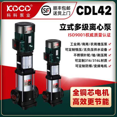 水泵厂家CDL42-30全铜芯新国标YE3电机轻型立式多级离心泵大功率
