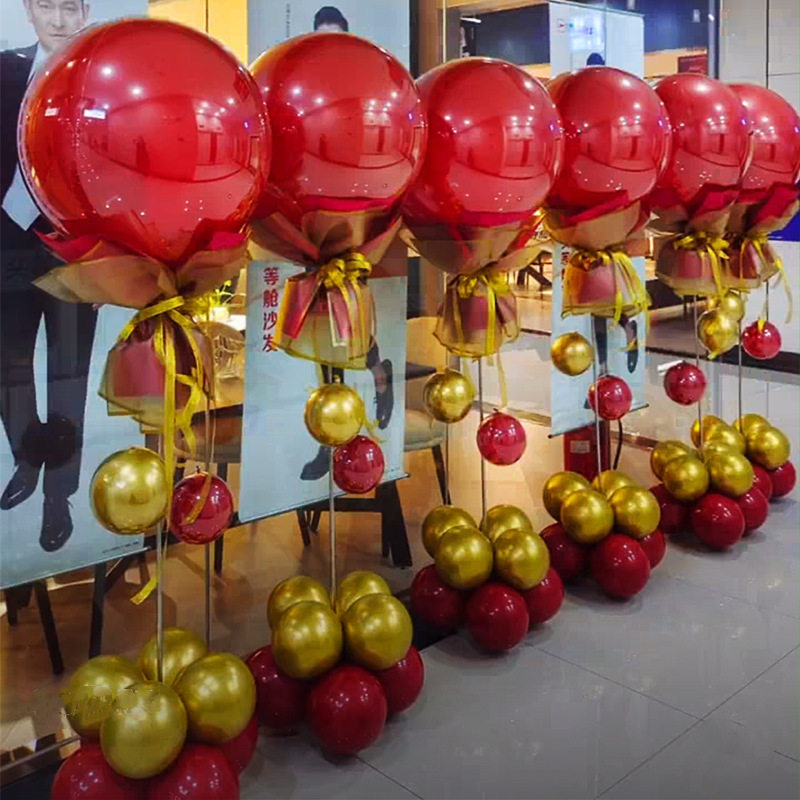 红金空飘气球立柱拱门新年春节装饰场景布置4店车行商场活动用品