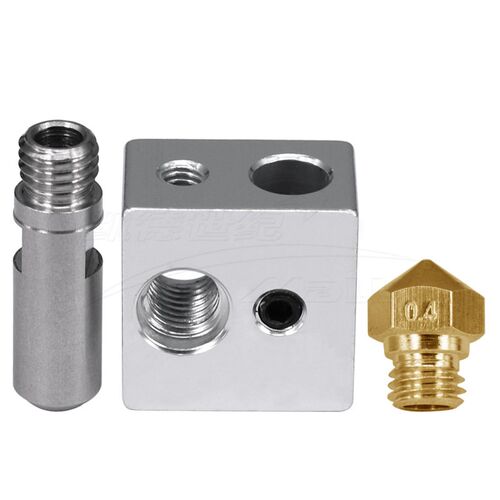3D打印机配件 MK10挤出头套件 M7喷嘴+铝块+喉管 黄铜喷嘴