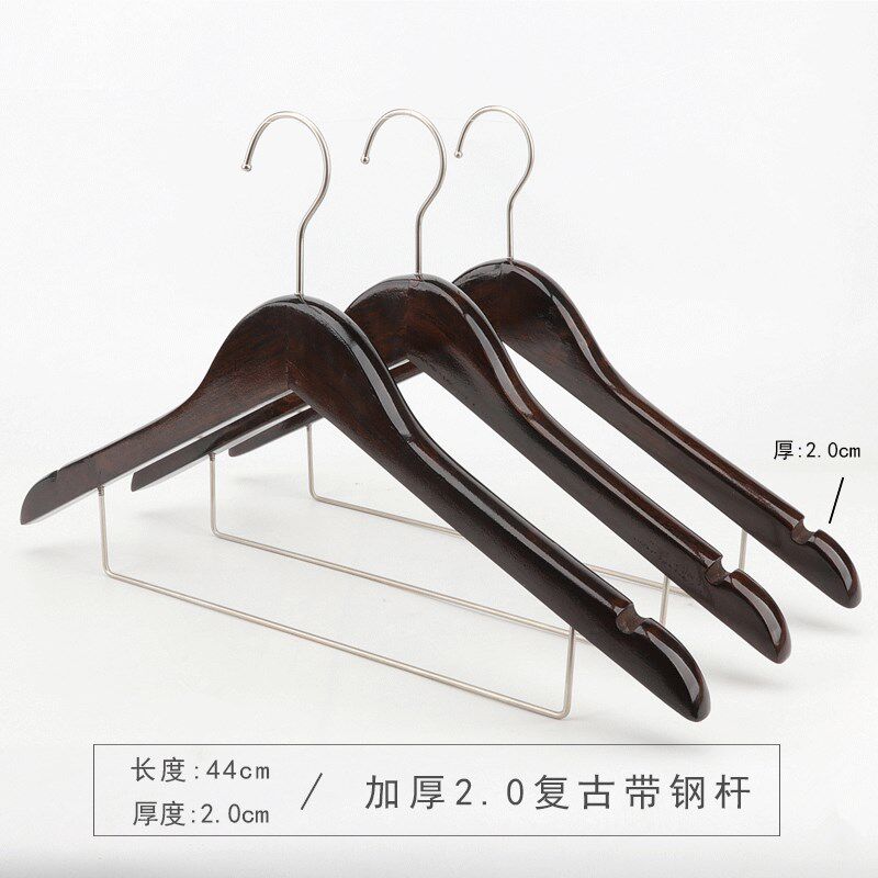 logo定制酒店木质衣架服装店专用实木西装套装家用无痕衣撑挂裤夹
